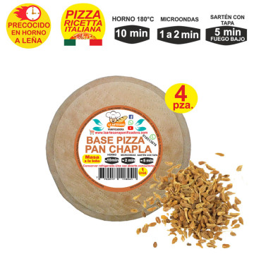 Prepizza Personal a la leña Tipo Pan Chapla 18 cm. aprox.
