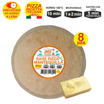 Prepizza Mediana a la leña Mantequilla 26 cm. aprox. 