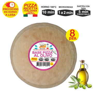 Prepizza Mediana a la leña al Olivo 26 cm. aprox. 