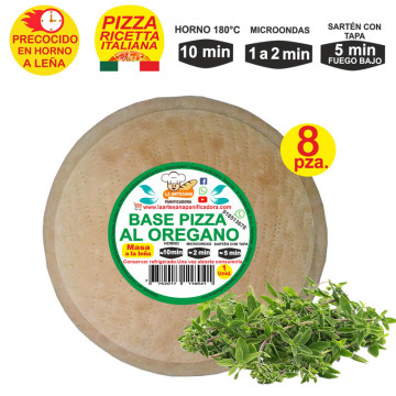 Prepizza Mediana a la leña al Orégano 26 cm. aprox. 